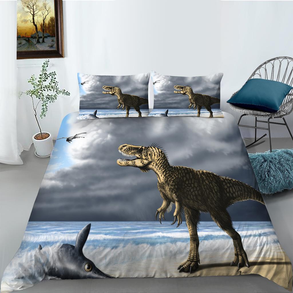 3D мир динозавров постельные принадлежности спальня динозавр пододеяльник наволочка простыня/Твин полноразмерные постельные принадлежности украшения дома