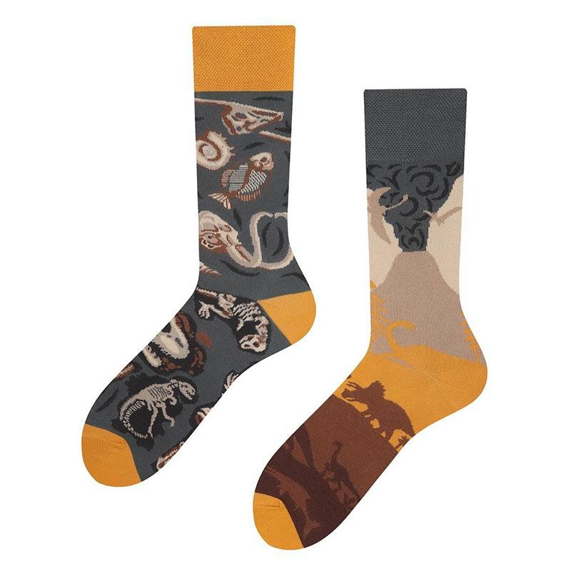 Creative and Fun Cartoon AB Trendy Asymmetric Mandarin Duck Men's and Women's Cotton Socks Medium High Socks