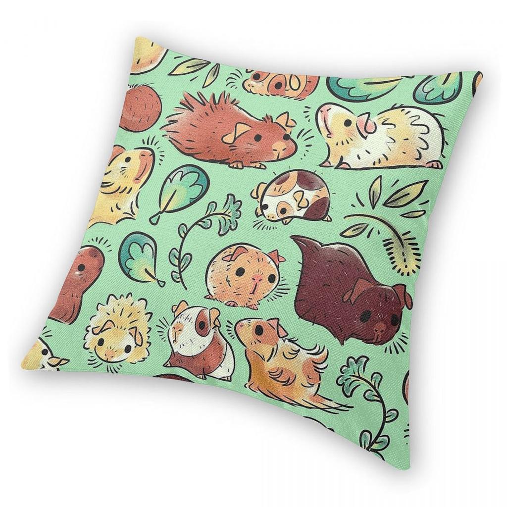 Guinea Pig Huddle Square Pillowcase Polyester Linen Velvet Pattern Zip Decorative Pillow Case Home Cushion Cover 45X45