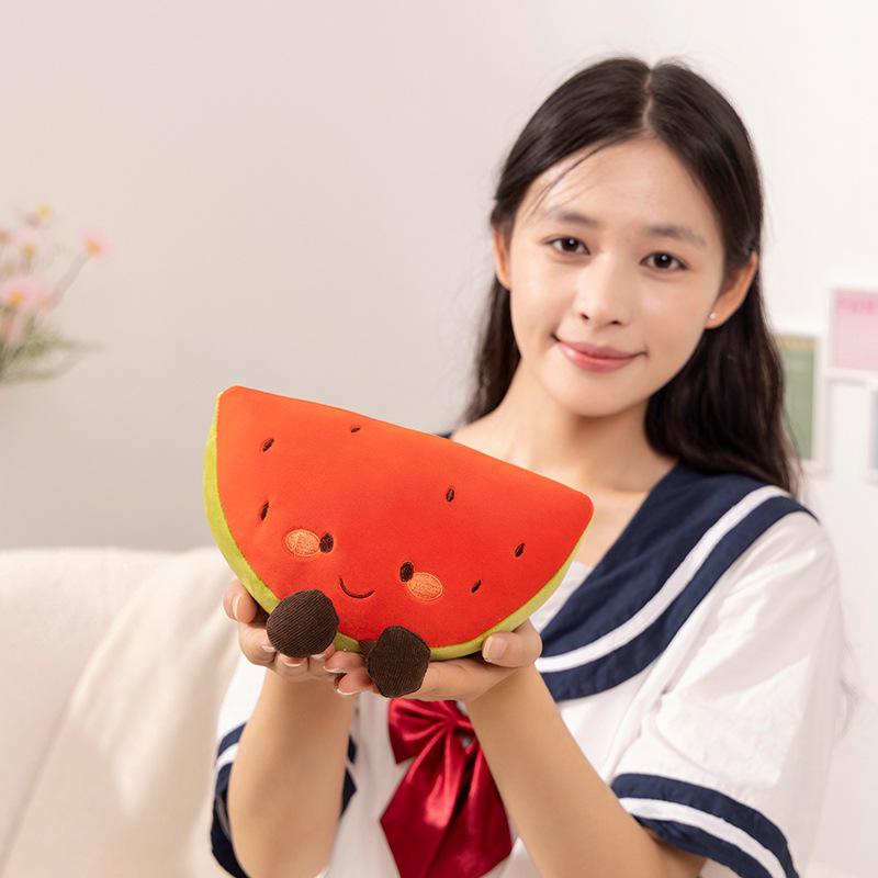 Cartoon Fruit Plush Dolls: Cute Watermelon & Durian Toys for Girls