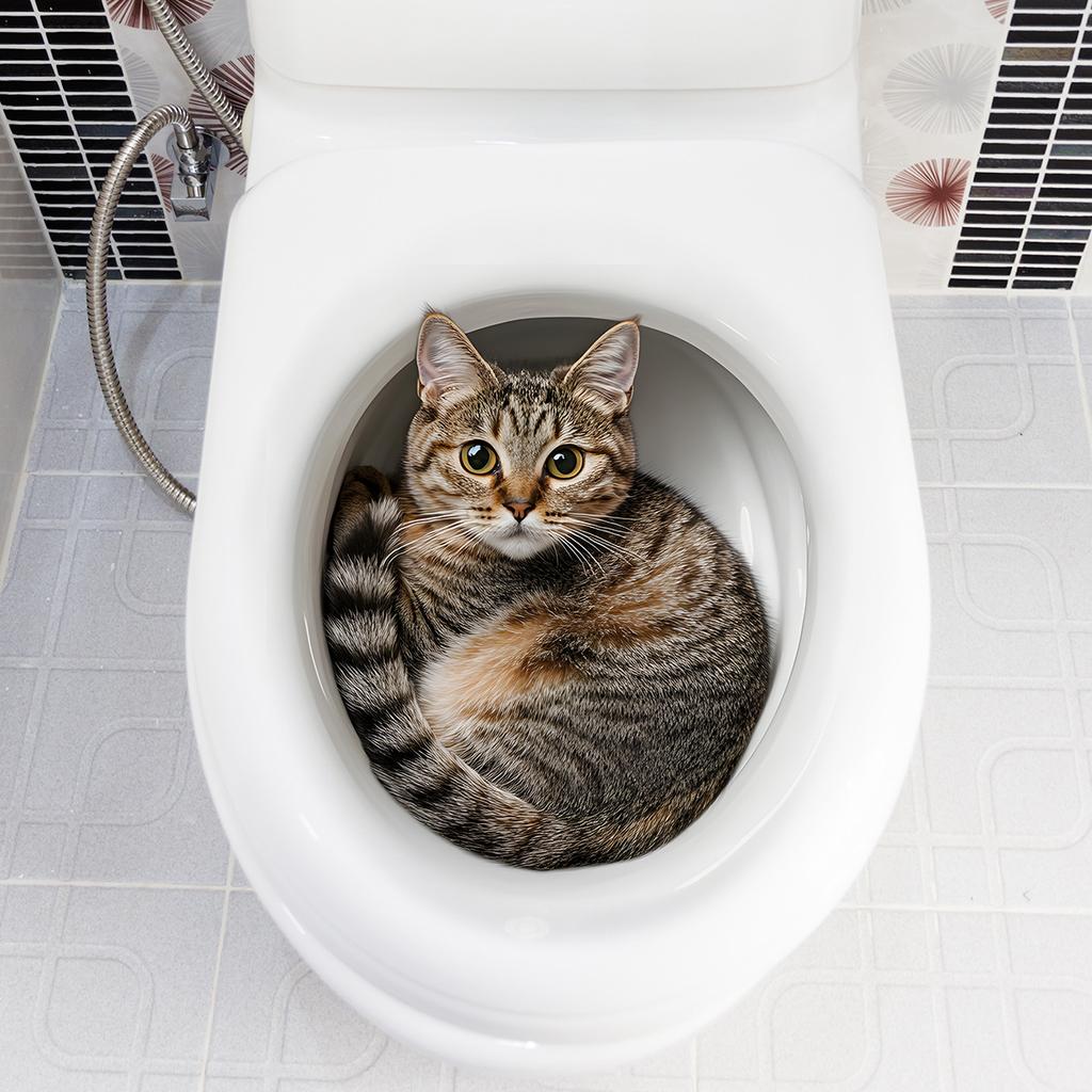 3D Funny Cat Toilet Sticker Bathroom Toilet Cover Sticker Wall Stickers Animal Wc Accessories for Home BathRoom Decoration