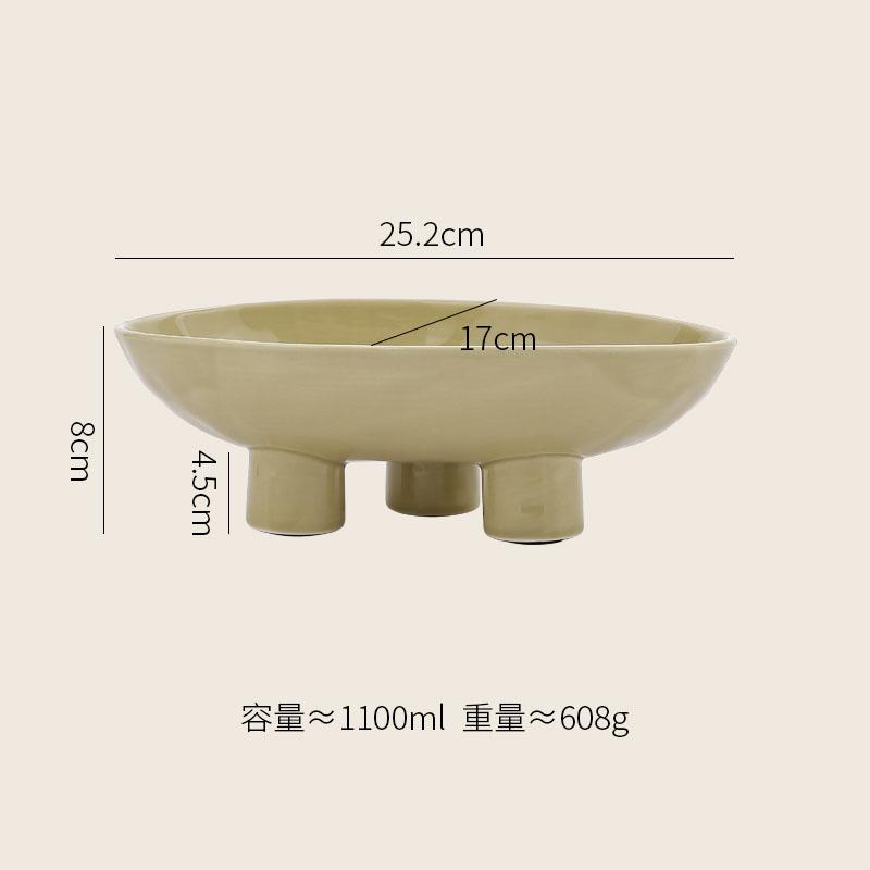Solid Color Creative Ceramic High Legged Fruit Tray Living Room Tea Table Snack Plate Nut Plate Candy Plate Home Storage Tray