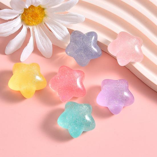 10 шт., бусины со звездами, яркие цвета, милые украшения из смолы, сделай сам, ювелирные изделия, аксессуары для чехлов для мобильных телефонов