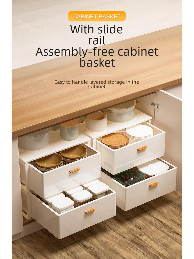 Стойка для шкафа с ящиками: Выдвижная корзина для специй и мисок