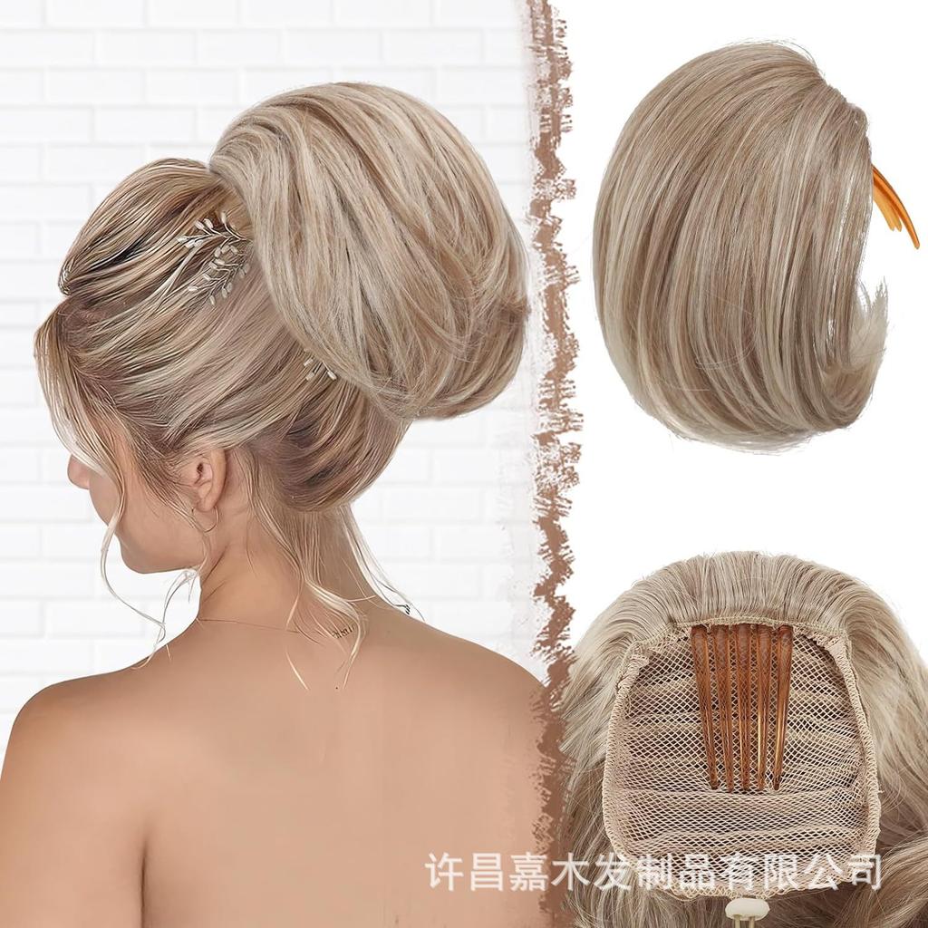 Женский 6-дюймовый короткий парик на кулиске с внутренними кнопками для хвостика, слегка завитый, пушистый