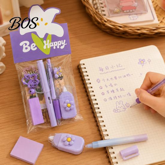 Stationery Gift Set for Girls Flower Set, Macaron Color Correction Tape And Smooth Lightweight Writing Gel Pens, Portable Homework Essentials Students