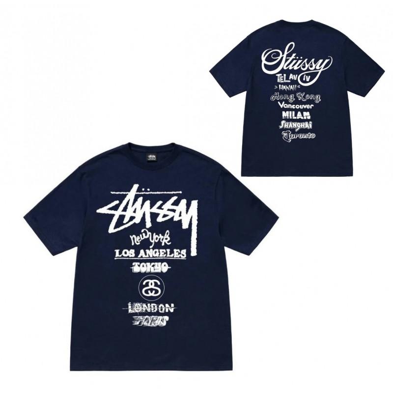 Mens Short Sleeve T-Shirt Loose Fit Round Neck Letter Print Casual Street Style Couples Top