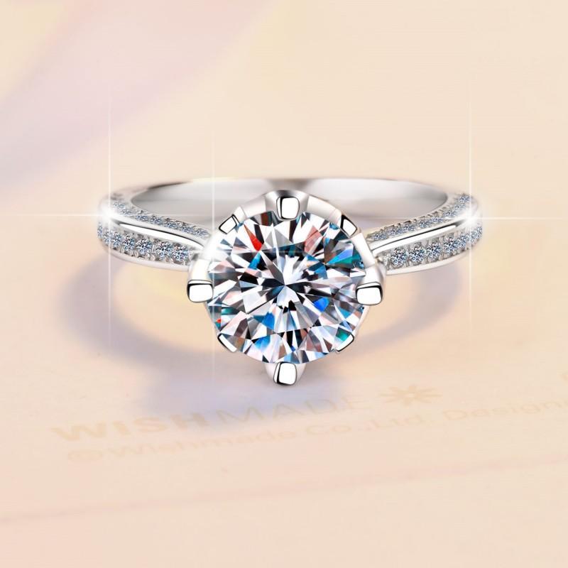 D Color Moissanite Women's Ring S925 Sterling Silver Ring 1/2 Carat Ring Engagement Diamond Ring Wedding Ring Gift for Girlfriend