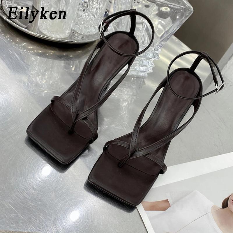 Fashion Eilyken Gladiator Sandals High Heels Women Fall Best Street Look Females Square Head Open Toe Clip-On Strappy Shoes