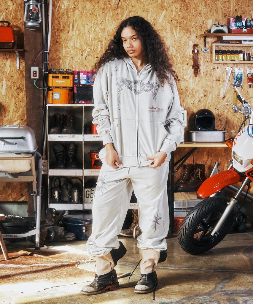 Худи на молнии Thevinylhouse Rodeo Washed Бежевое