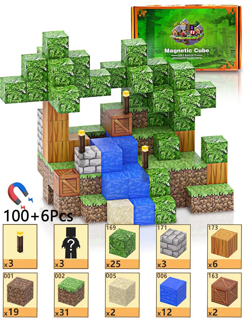 Набор магнитных блоков Minecraft Style, магнитная игрушка, набор магнитных блоков PX MASTER, магнитные строительные блоки своими руками, настольная игра, игра-баланс, набор магнитных блоков