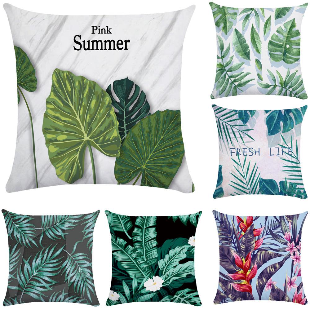Чехол для подушки с пальмовым листом, скандинавская ручная роспись, наволочка с растениями, мягкая наволочка, короткая плюшевая наволочка