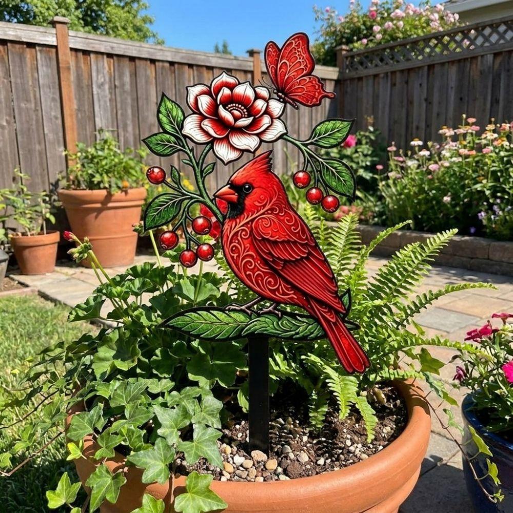 Decorative Floral Bird Garden Stake Acrylic Yard Lawn Ornament Outdoor Lawn Use