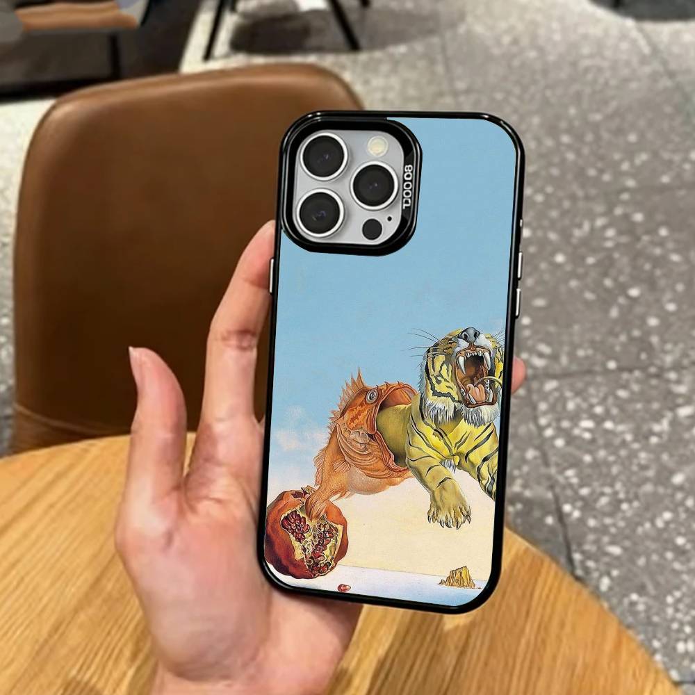 S-Salvador D-Dali SD P-Painting Phone Case For iPhone17,16,15,14,13,12,11 Plus,Pro Max Colored Silver Plated Inside Cover