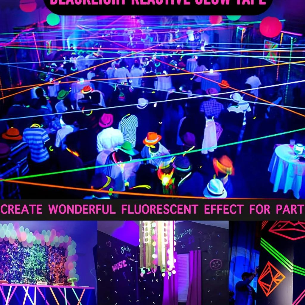 6 Цветов Неоновая Тканевая Лента Гаффера Флуоресцентный Радужный Цвет Вечеринка Неотражающая Светящаяся Под УФ Черным Светом в Темноте Лента