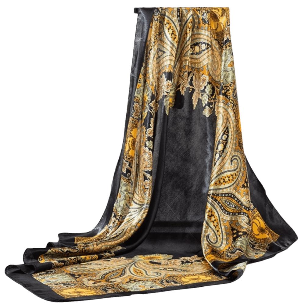 Floral Print Satin Scarf Hijab Soft Head Scarf Elegant Square Silk Scarf Women