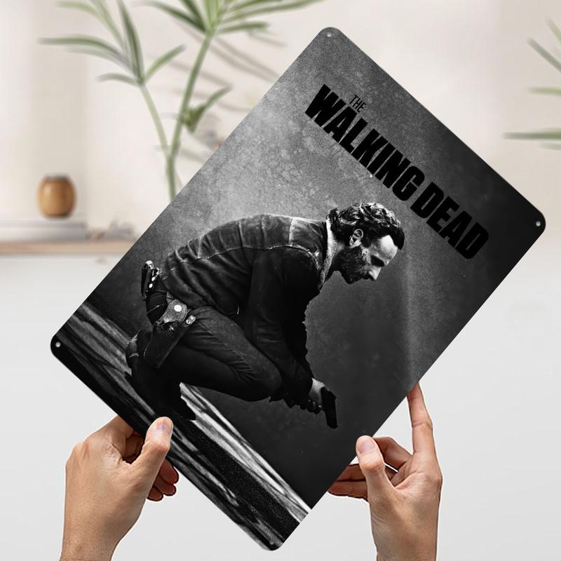 The Walking Dead Rick Grimes Portrait Printed Poster Customized Wall Art Retro Vintage Metal Tin Signs for Man Cave Wand Deko
