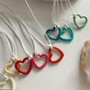 Sweet Hollow Heart Pendant Necklace Party Jewelry Fashion Statement Choker Simple Colorful Cord Collar Necklace