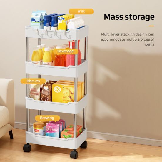 Тележка для хранения на колесах с возможностью блокировки, большая вместимость, несколько