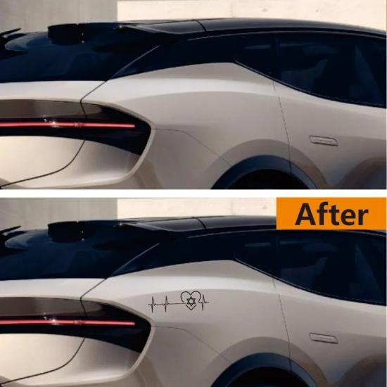20cm Heartbeat Line & David Star Car Sticker - Waterproof Vinyl Decal for DIY Car Styling & Accessories