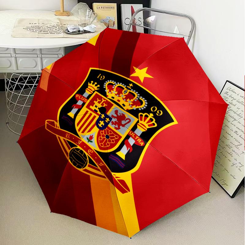 1PC Spain's Royal Emblem Printed Umbrella Folding umbrella, automatic umbrella 8-Frame for Travel, camping Fan gifts Christmas Gifts