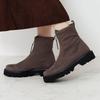 HIMIKO front zip boots with genuine leather cushioned track sole and thick sole, gray, size 265 (product number 651409).