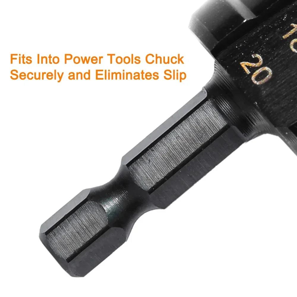 1PC Nitridized Coated HSS Hexagon Shank Taper Step Bit for Drilling Wood Plastic PVC Board