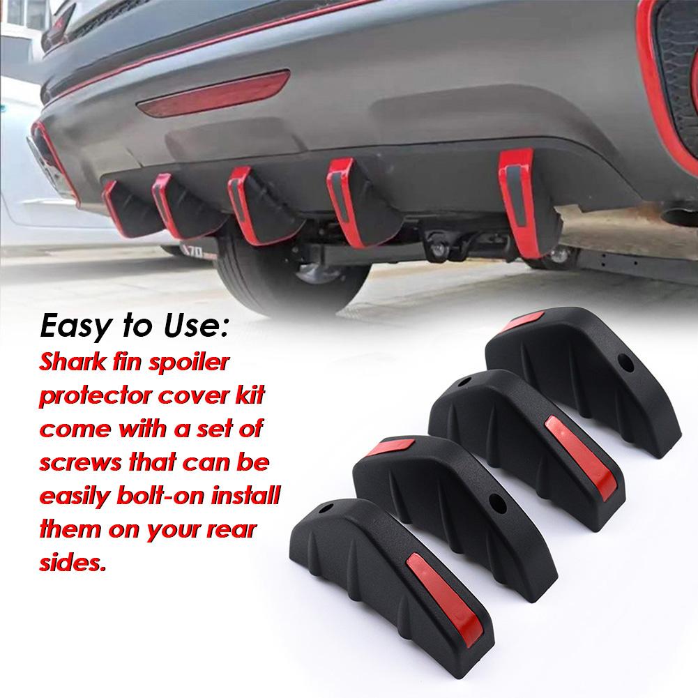 4 шт. Красный Черный Универсальный Автомобильный Карбоновый Узор Модифицированный Акулий Плавник Задний Спойлер Автомобильный Задний Бампер Губа Диффузор Противоударная Защита