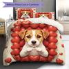 3D heartspuppy Pattern Bedding Quilt Set Quilt Cover Pillowcase Home Decoration Birthday Gift (1 * duvet cover + 2 * pillowcase, without core)