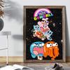 Удивительный забавный постер W-world Of Gumball, аниме-постеры, липкие настенные рисунки HD-качества, ретро-постеры для домашнего декора комнаты Kawaii