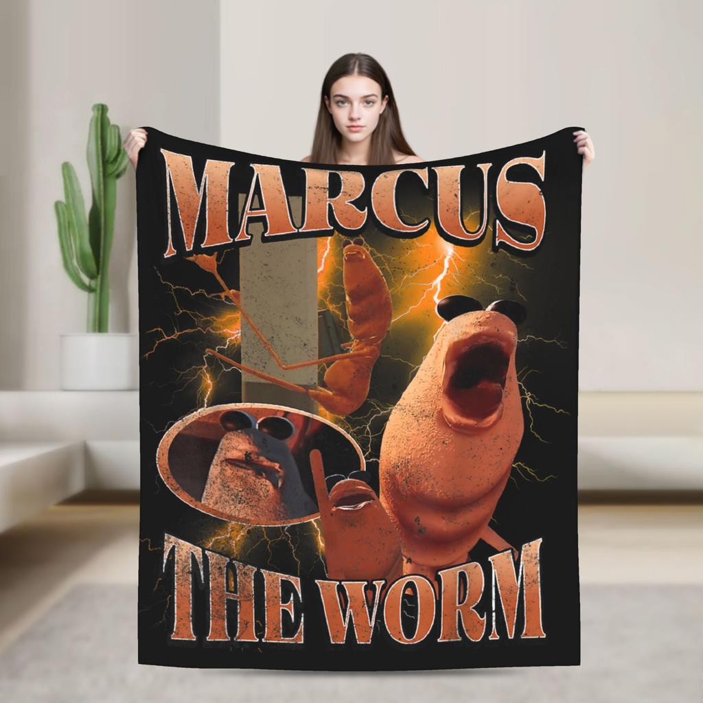 Marcus The Worm Funny Meme Flannel Fashion Blanket Trending Vintage Throw Fashion Blankets for Home 200x150cm Lightweight
