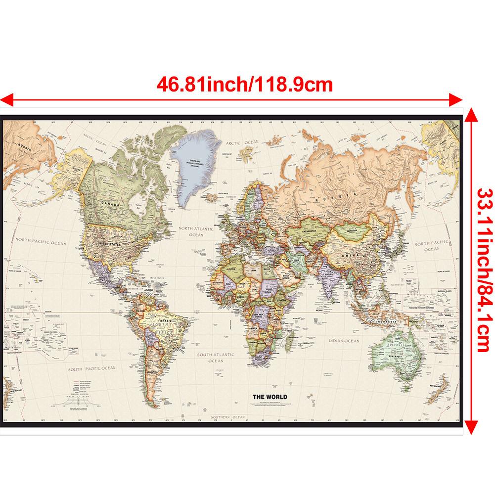 A0-84.1*118.9cm Decorative Hanging Picture World Map Wall Art Poster Painting Without Frame Gift Travel Tools