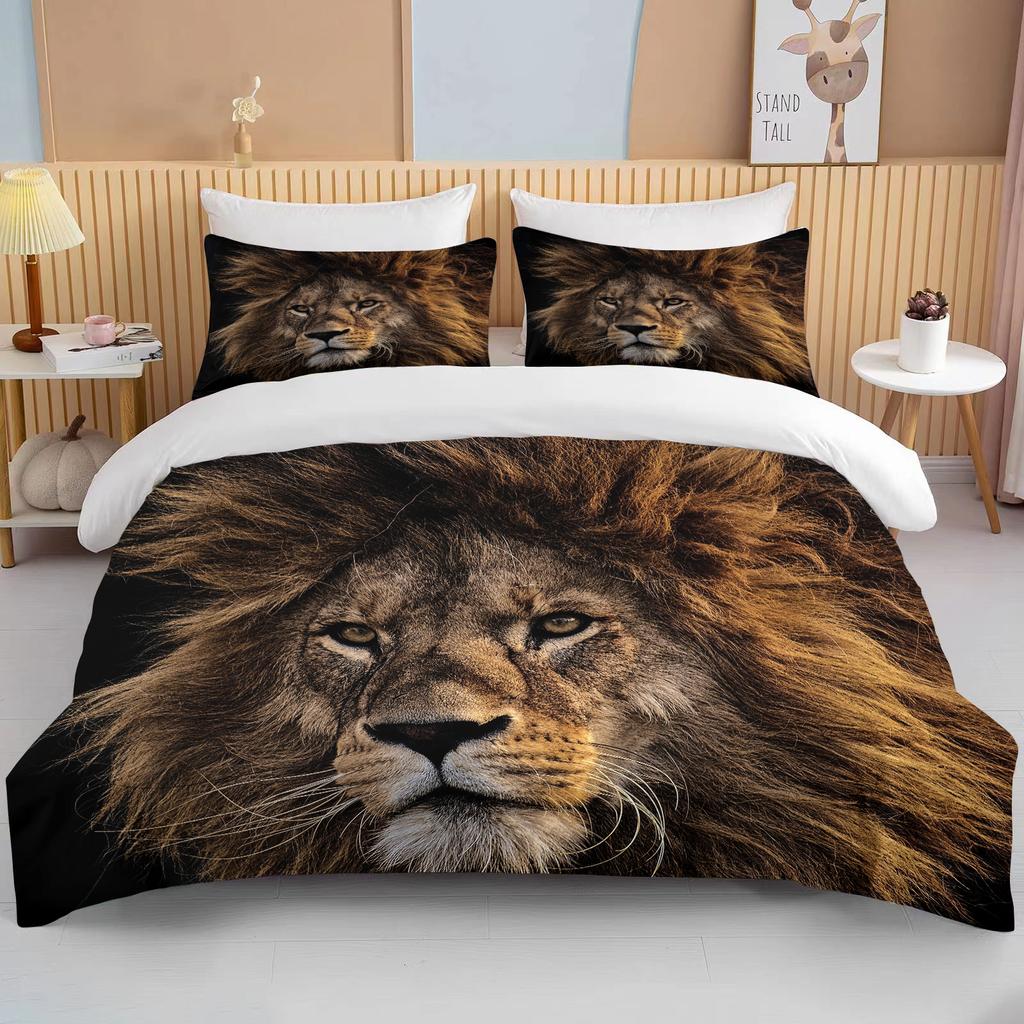 10 Sizes Cute Lion Bedding Collection Duvet Cover Collection 3D Bedding Digital Printing With Bed Linen Queen Size Boy Bedding Collection Fashion D