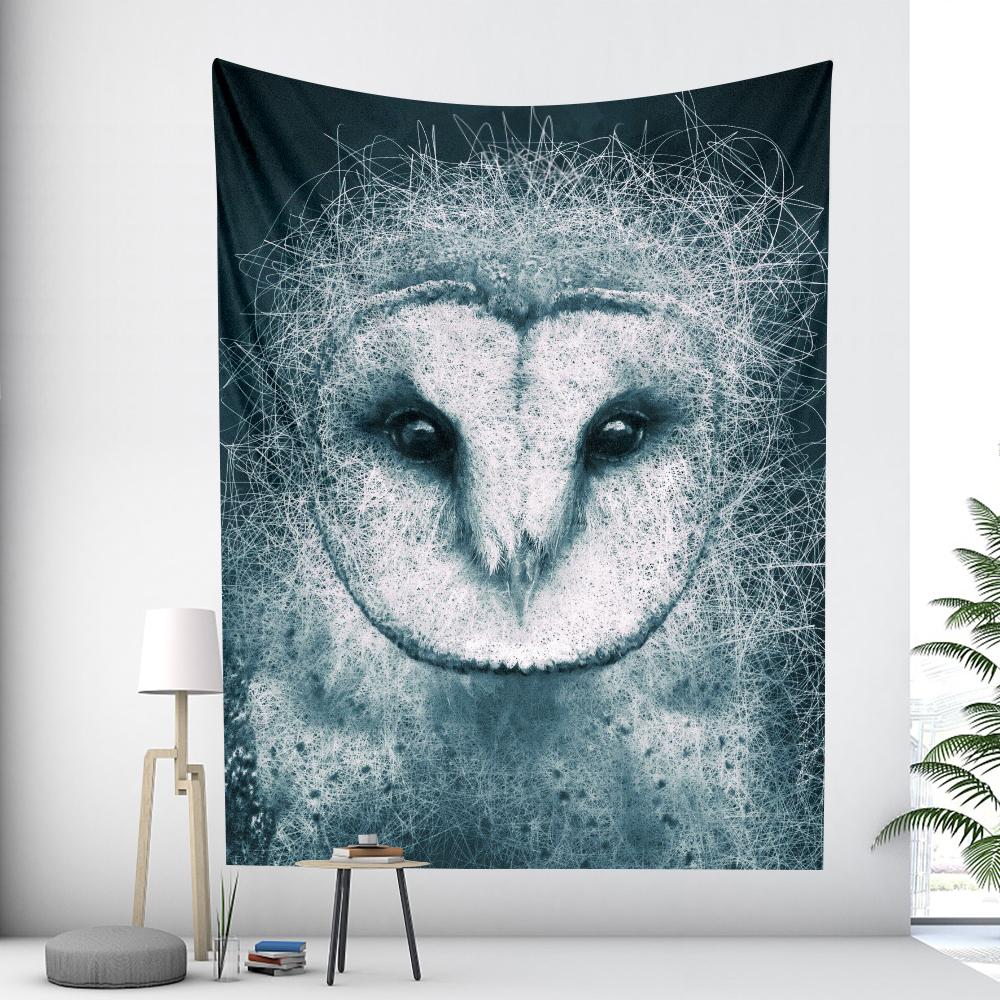 Гобелен с совой, львом, психоделической сценой, гобелен в стиле арт-деко, хиппи, декор в стиле бохо, эстетика спальни, настенный домашний декор
