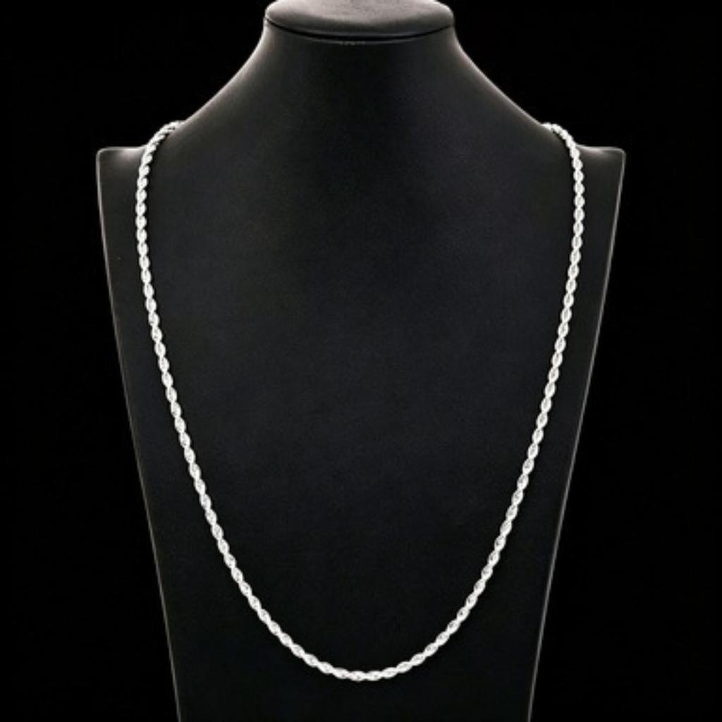 4MM Silver Plated Twisted Rope Jewelry Set, Minimalist Twist Chain Necklace & Bracelet Unisex Layering Daily Accessory
