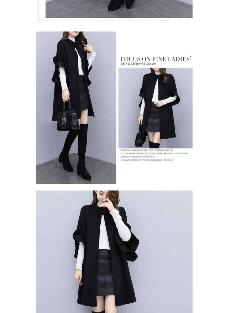 Женское шерстяное пальто-накидка А-силуэта красного цвета большого размера - средней длины, идеально подходит для весны, осени и зимы.