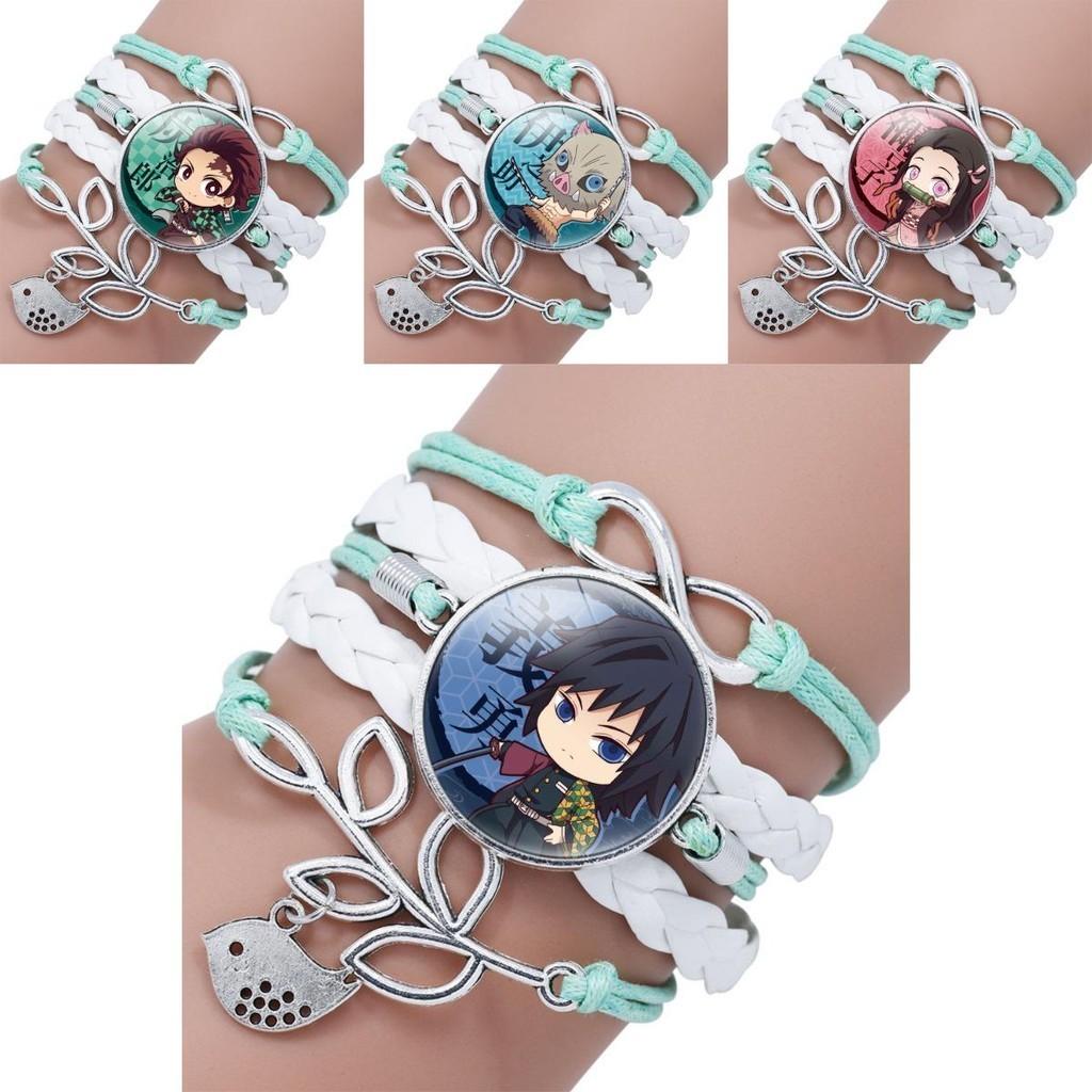 Стильный кожаный плетеный браслет «Клинок, рассекающий демонов» с милыми мультяшными подвесками