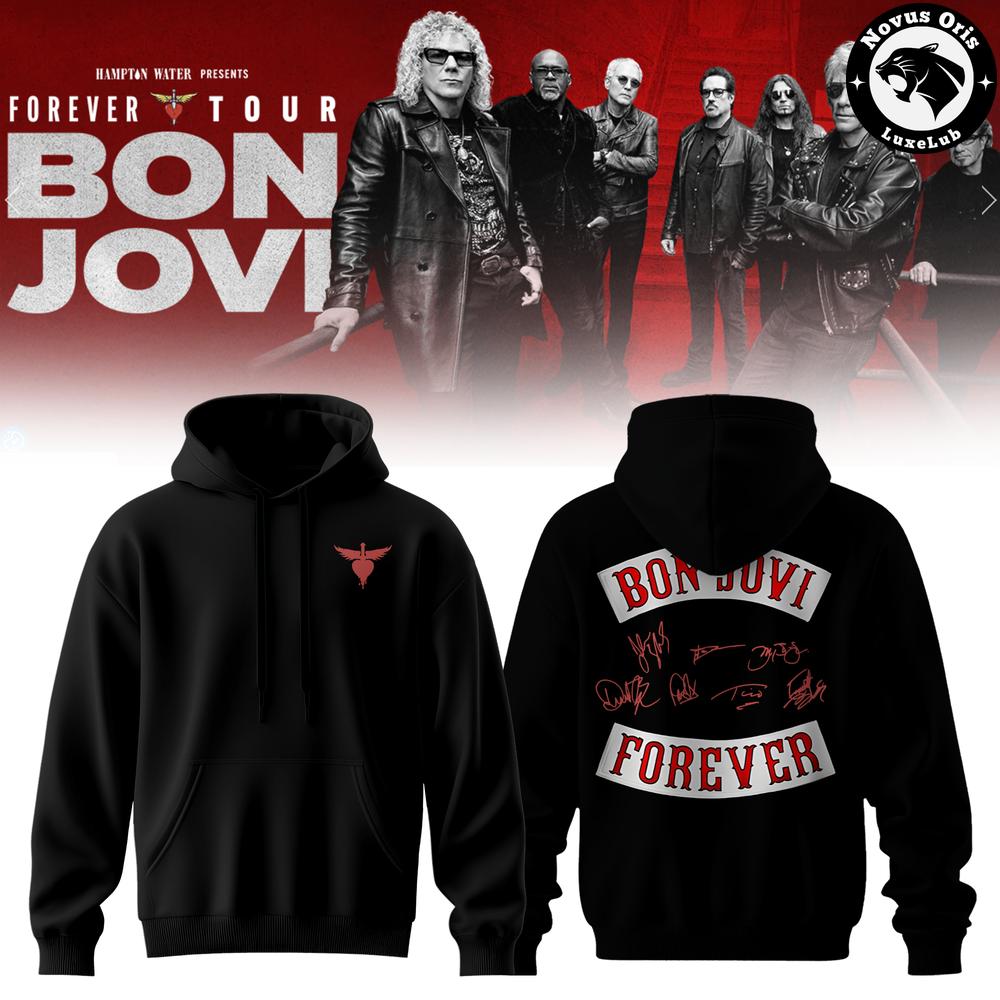 Винтажная толстовка Bon Jovi Forever Tour 2026-2027 Ретро Графика Рок-группы Концертный Пуловер Унисекс Свободная Уличная Одежда Свитшот