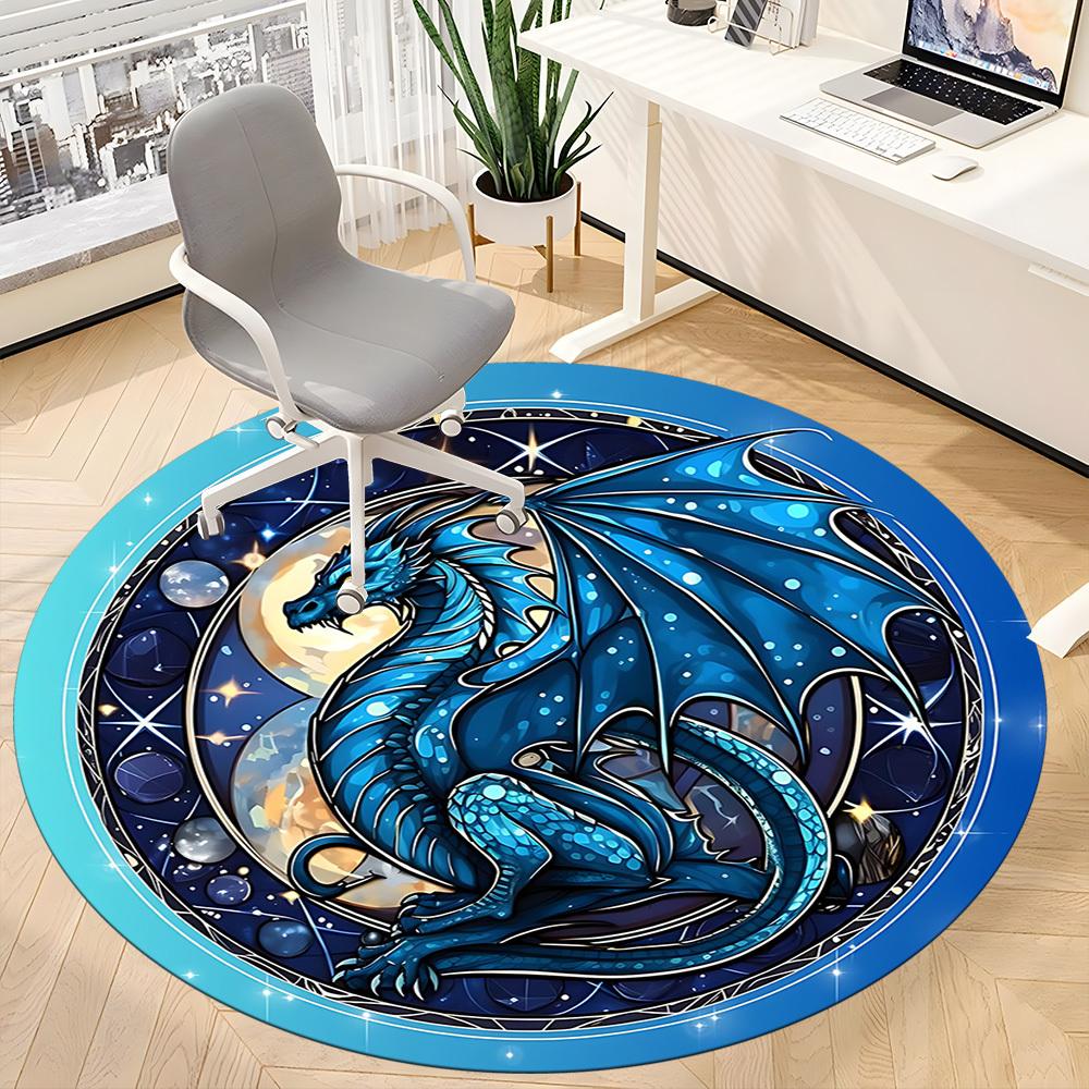 1pc Dragon Fantasy Office Round Area Rug, Under Office Chairs Bedroom Living Room Home Decor, Room Deco, Available in Various Sizes