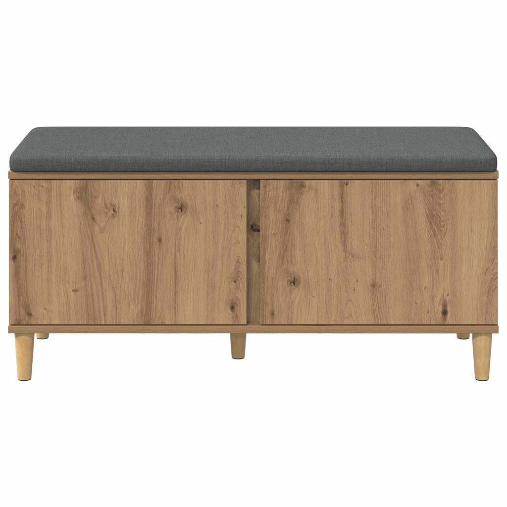 Hall Bench with Cushion and Storage Artisan Oak Finish 100 x 38 x 46 cm