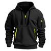 Fall And Winter Men's Casual Sports Multi-Zipper Arm Pocket Sweatshirt Pullover Hoodie