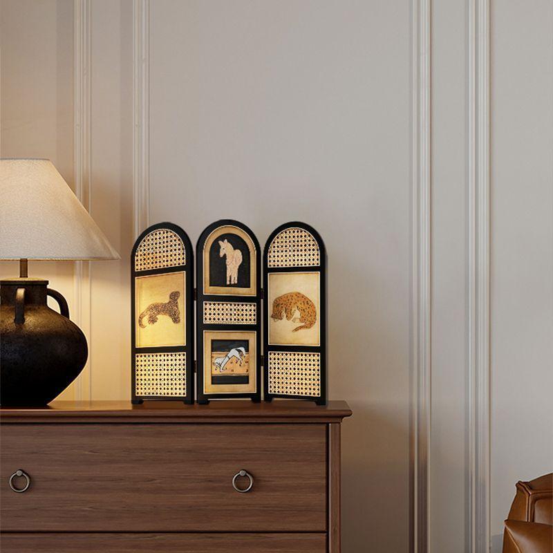 Vintage Desktop Screen Mini Painting Retro Leopard Decor for TV Cabinet Entryway Side Table