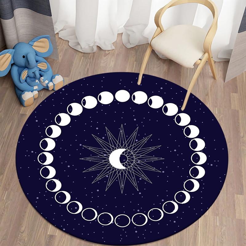 Круглый ковер для гостиной, коврик с загадочным принтом, винтажный детский напольный ковер для спальни, домашний декор, мягкий противоскользящий коврик