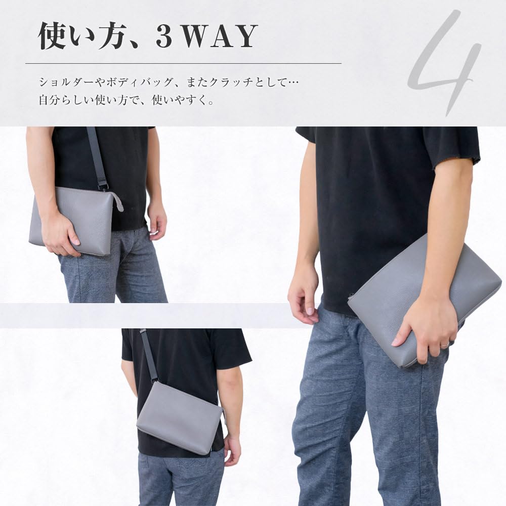 Сумка-клатч Veil Sacoche из натуральной кожи, тонкая, маленькая, 2WAY Brand Leather Navy [BEEL] Мужская