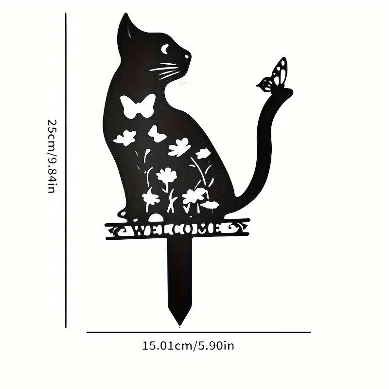 Один, милый кот, железное украшение для сада, вставка для животных, ограждение для кошек, украшение для газона в саду, художественное украшение для двора