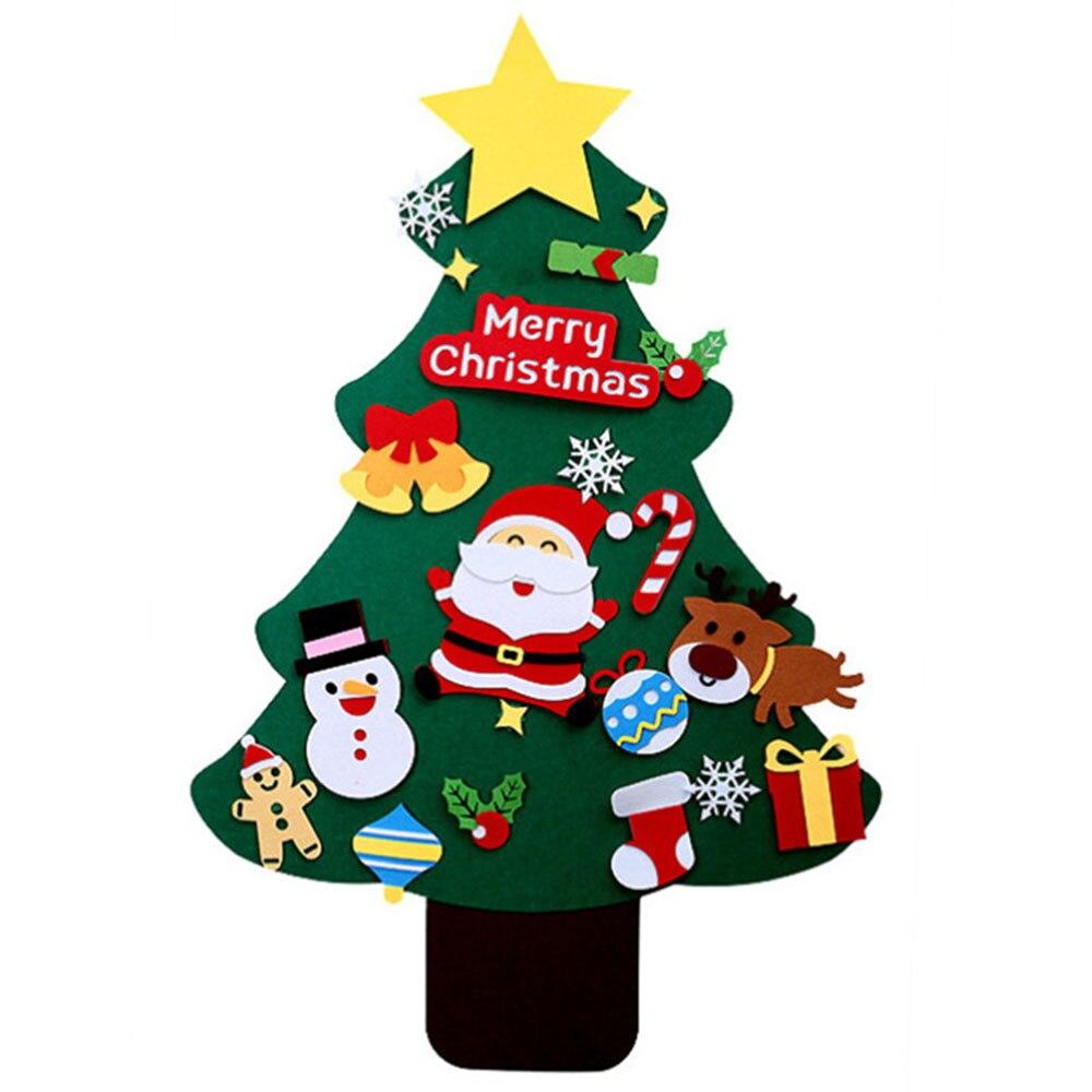 Рождественская елка из фетра своими руками, комплект рождественских украшений, светодиодные гирлянды, детские подарки, рождественская вечеринка Navidad, Санта-Клаус