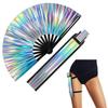 33 см блестящий ручной веер с чехлом-сумкой, бамбуковый костяной веер для кунг-фу, большой складной праздничный веер для вечеринок, танцевальный веер для вечеринок