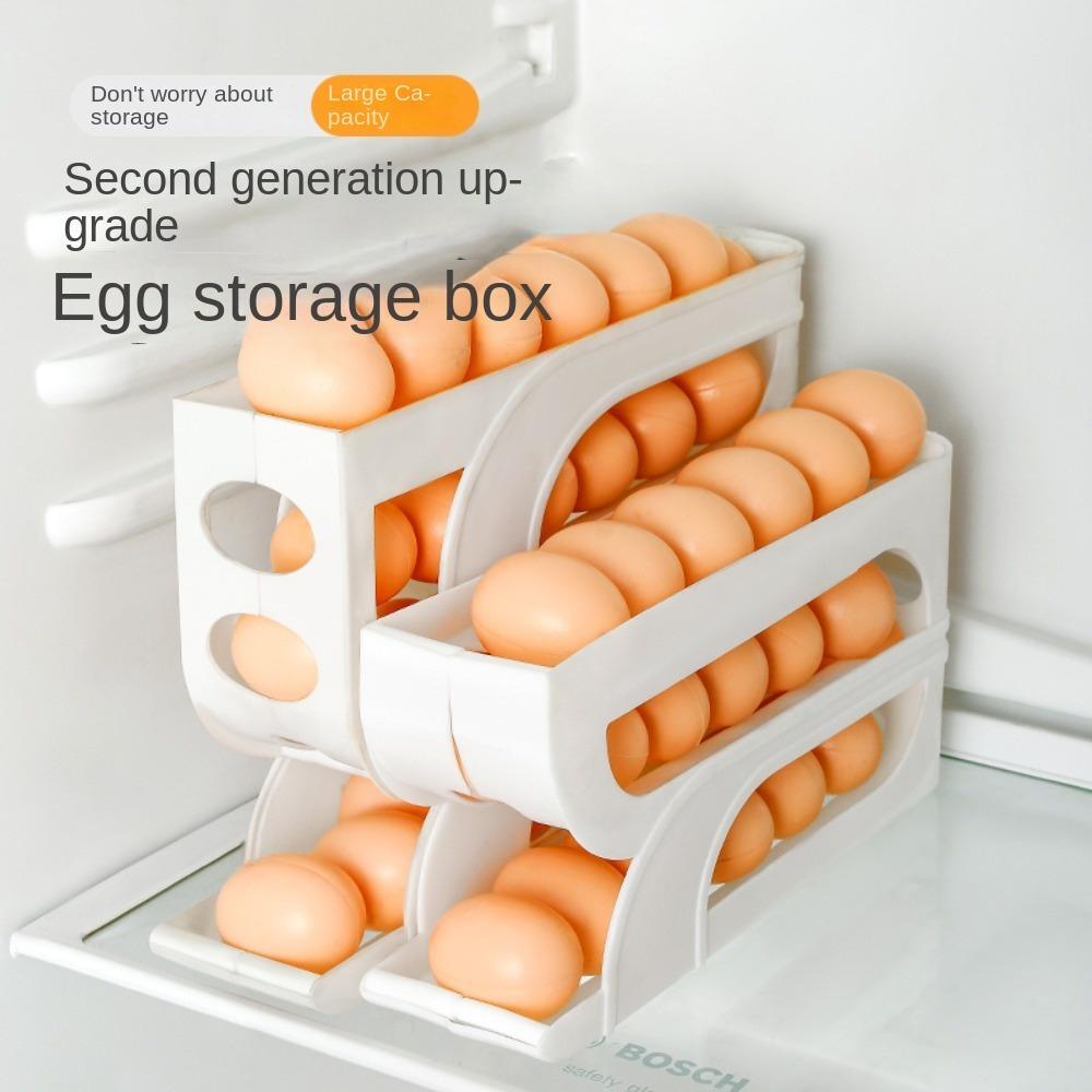 3 Layer / 4 Layer Egg Roller Rack Large Capacity Egg Organiser New Refrigerator Egg Storage Box