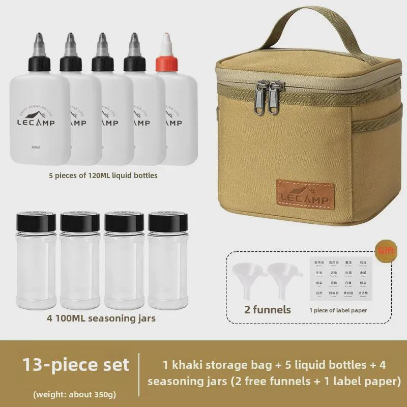 Портативный набор бутылок с приправами для кемпинга и пикников с герметичными бутылками для масла и сумкой для хранения