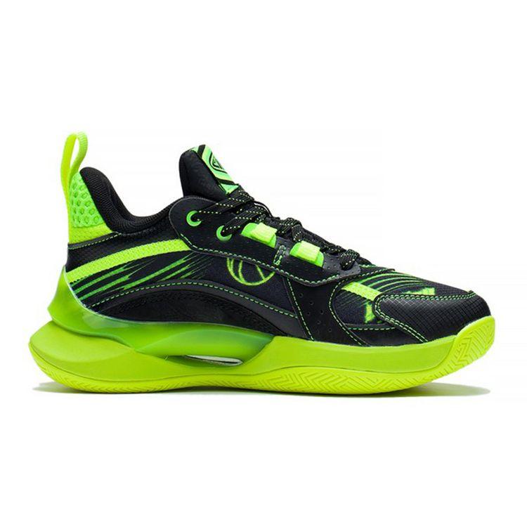 Баскетбольные кроссовки Li Ning Youth Team 2.5, удобные, амортизирующие, средней высоты, детские, черные, флуоресцентно-зеленые, YKBS050-7